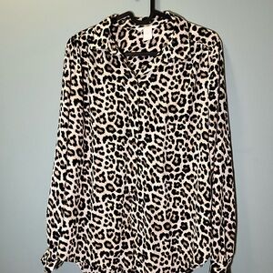 leopard print button up women's top